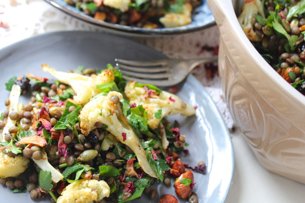 roasted-cauliflower-lentil-salad-sideview