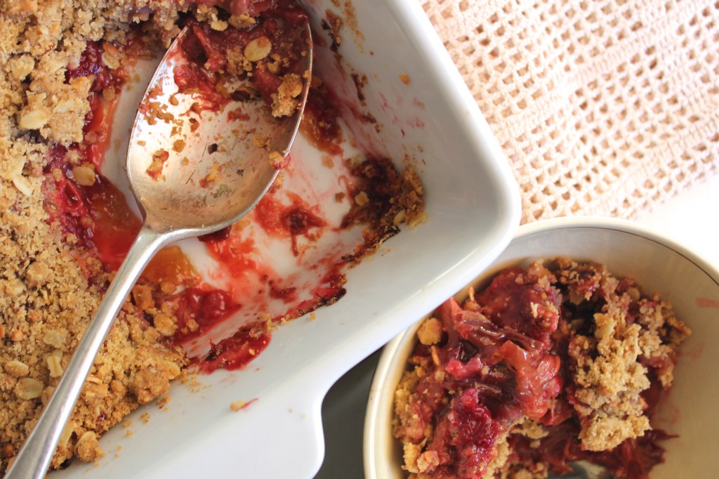 Rhubarb Rosewater Crumble