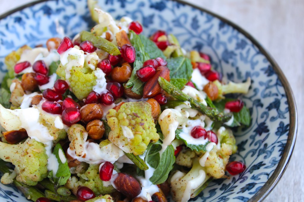 cauliflower-asparagus-mint-salad-dressed