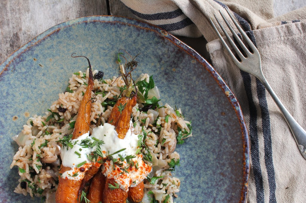 spiced-pilaf-roasted-carrots-plate