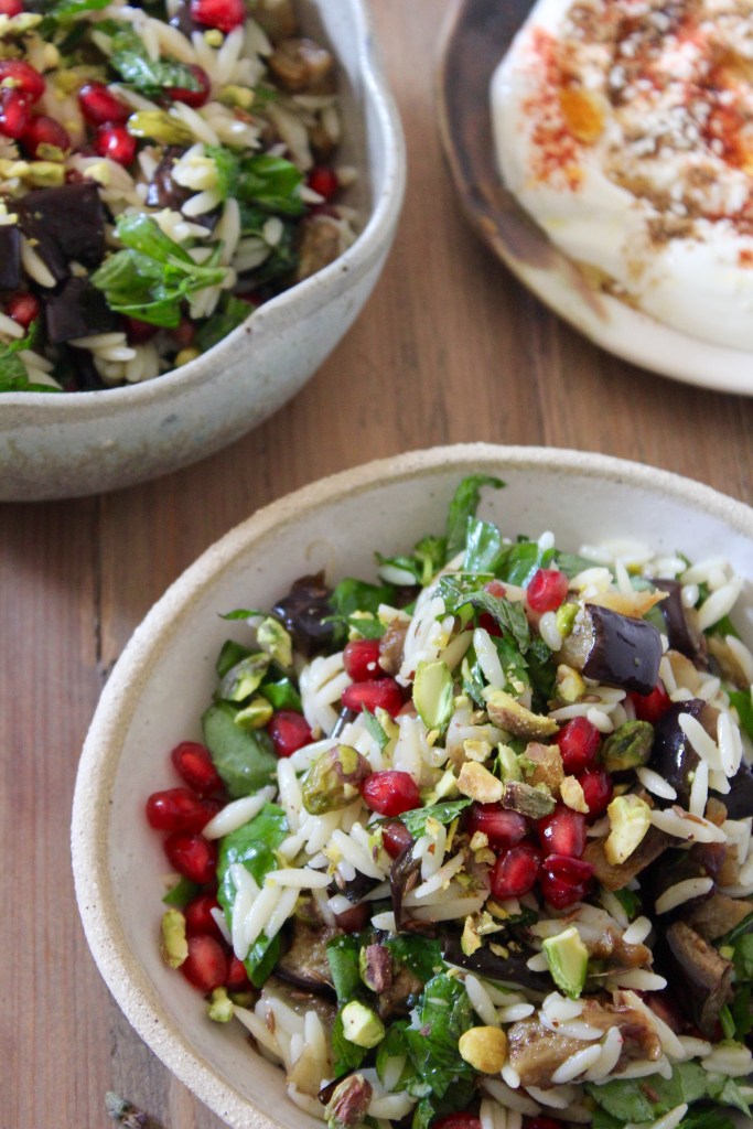 eggplant-orzo-salad-table